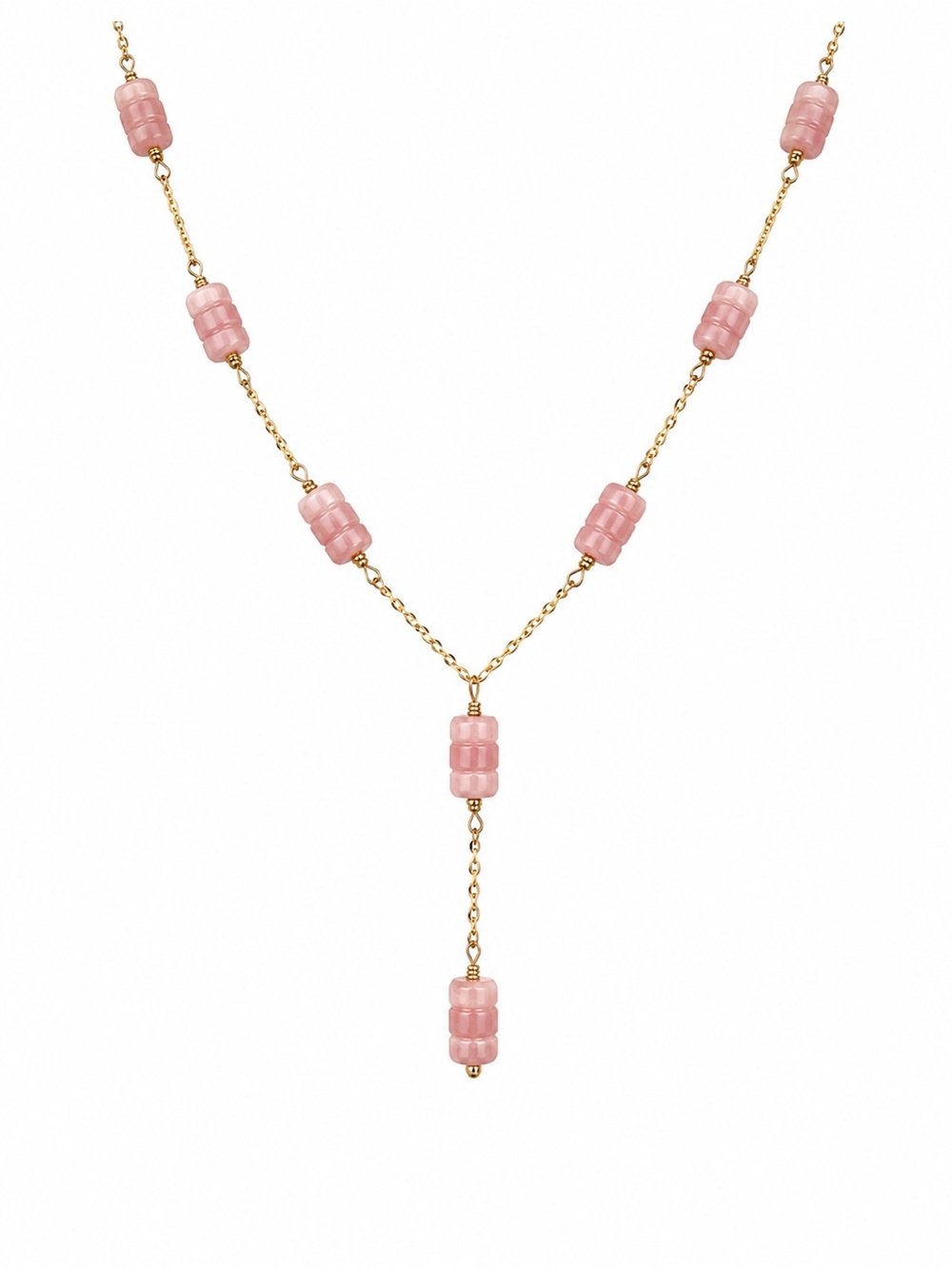 Pink Opal Rondelle Gold Filled Necklace (AWL1)